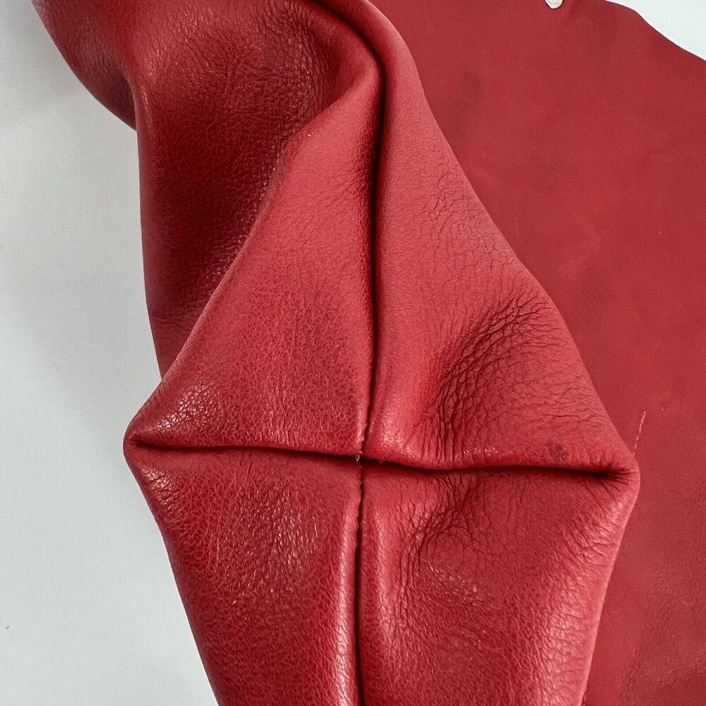 Mayko Leather Hobo Raw Handbag Crossbody Red Tassel Minimalist - Picture 9 of 12